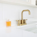 PARLOS 2-handle Brushed Gold Bathroom Faucet for Lavatory with Pop-up Sink Drain and Faucet Supply Lines, 1431608P