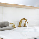 PARLOS Widespread 2 Handles Bathroom Sink Faucet 8 inch Deck Mount 3 Hole Lavatory Vanity Faucet, 1.2GPM, Brushed Gold, 1435008PD
