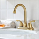 PARLOS Two-Handle Bathroom Sink Faucet Metal Drain Assembly Supply Hose Mixer Double Handle Tap Laundry Brushed Gold, 1359108