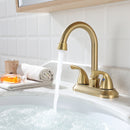 PARLOS Two-Handle Bathroom Sink Faucet Metal Drain Assembly Supply Hose Mixer Double Handle Tap Laundry Brushed Gold, 1359108