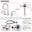 PARLOS Widespread Double Handles Bathroom Faucet with Metal Pop Up Drain and cUPC Faucet Supply Lines, Chrome, Demeter,1.5GPM (1365101)