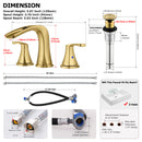 PARLOS Waterfall Widespread Bathroom Sink Faucet 2 Handles with Metal Pop Up Drain & cUPC Faucet Supply Lines, Brushed Gold, 1.2 GPM (1407008P)