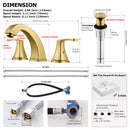 PARLOS Widespread Double Handles Bathroom Faucet with Pop Up Drain and cUPC Faucet Supply Lines, Brushed Gold, 1.2 GPM(1417208P)