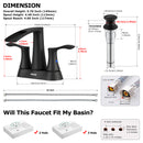 PARLOS 2 Handles Waterfall Centerset Bathroom Sink Faucet with Pop-up Drain and Faucet Supply Lines, Matte Black, 1.2GPM, Demeter 1431704P