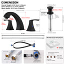 PARLOS Widespread Double Handles Bathroom Faucet with Pop Up Drain and cUPC Faucet Supply Lines, Matte Black, 1.2 GPM (14258P)