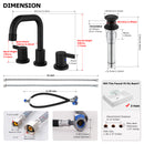 PARLOS Two-Handle Widespread Bathroom Faucet with Metal Pop-up Drain Assembly and cUPC Faucet Supply Lines, 1.2GPM, Matte Black,(14136P)