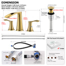 PARLOS Waterfall Widespread Bathroom Sink Faucet Double Handles with Pop Up Drain & cUPC Faucet Supply Lines, Brushed Gold, 1.2GPM, Demeter 1431808P