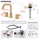 PARLOS Two-Handle Widespread Bathroom Faucet with Metal Pop-up Drain Assembly and cUPC Faucet Supply Lines, Brushed Gold, 1.2 GPM (1364908P)