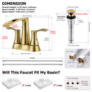 PARLOS 2 Handles Waterfall Centerset Bathroom Sink Faucet with Pop-up Drain and Faucet Supply Lines, Brushed Gold, 1.2GPM, Demeter 1431708P