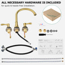 PARLOS 2-Handle Widespread High Arc Roman Bathtub Faucet Tub Filler with Valve & Faucet Supply Lines, Brushed Gold, Demeter 1436208