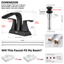 PARLOS 2 Handles Centerset Bathroom Sink Faucet Brass Waterfall Spout with All Metal Pop-up Drain and Faucet Supply Lines, Matte Black, 1.2GPM, Doris 1406804P