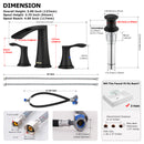 PARLOS Waterfall Widespread Bathroom Sink Faucet Matte Black Two Handles with Pop Up Drain & cUPC Faucet Supply Lines,1.2GPM, Demeter 1431804P