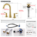 PARLOS Widespread Double Handles Bathroom Faucet with Metal Pop Up Drain and cUPC Faucet Supply Lines, Brushed Gold, 1.2 GPM (1365108P)