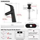 PARLOS Single Handle Bathroom Sink Faucet, Single Hole Bathroom Faucet with Pop Up Drain, Deck Plate and Cupc Water Supply Lines, Matte Black, 1339704
