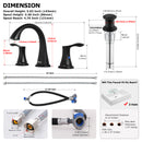PARLOS Widespread 2 Handles Bathroom Faucet with Metal Pop Up Sink Drain and cUPC Faucet Supply Lines, Matte Black, 1.2 GPM（14135P）