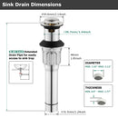 PARLOS Bathroom Sink Drain with Overflow, Metal Pop Up Drain for Vessel Sink, Brushed Nickel, 2108502