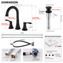 PARLOS Widespread Double Handles Bathroom Faucet with Metal Pop Up Drain and cUPC Faucet Supply Lines, Matte Black, 1.2 GPM (13653P)