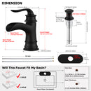 PARLOS Single Handle Bathroom Faucet with Deck Plate, Metal Pop Up Drain and cUPC Faucet Supply Lines, Matte Black  (1434904)