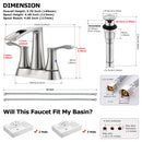 PARLOS 2 Handles Waterfall Centerset Bathroom Sink Faucet with Pop-up Drain and Faucet Supply Lines, Brushed Nickel, 1.2 GPM, Demeter 1431702P