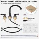 PARLOS 2-Handle Widespread High Arc Roman Tub Faucet Tub Filler with Valve & Faucet Supply Lines, Matte Black, Demeter 1436204