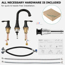 PARLOS Widespread Double Handles Bathroom Faucet with Metal Pop Up Drain and cUPC Faucet Supply Lines, Oil Rubbed Bronze, 1.2 GPM (13652P)