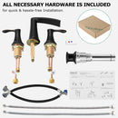 PARLOS Waterfall Widespread Bathroom Sink Faucet Double Handles with Metal Pop Up Drain & cUPC Faucet Supply Lines, Oil Rubbed Bronze, 1.2 GPM (1431803P)