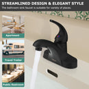 PARLOS Single Handle Mid Arc Centerset Bathroom Sink Faucet with Metal Pop-up Drain and cUPC Faucet Supply Lines, 1.2GPM, Matte Black 1343304P