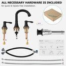 PARLOS Widespread Double Handles Bathroom Faucet with Metal Pop Up Drain and cUPC Faucet Supply Lines, Matte Black, 1.2 GPM (13653P)