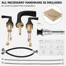 PARLOS Waterfall Widespread Bathroom Faucet Matte Black with Metal Pop Up Drain & cUPC Faucet Supply Lines, 1.2 GPM (1407004P)