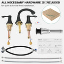 PARLOS Widespread 2 Handles Bathroom Faucet with Metal Pop Up Sink Drain and cUPC Faucet Supply Lines, Matte Black, 1.2 GPM（14135P）