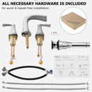 PARLOS Waterfall Widespread Bathroom Faucet Double Handles with Metal Pop Up Drain & cUPC Faucet Supply Lines, Brushed Nickel, 1.2 GPM (14070P)