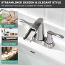 PARLOS 2 Handles Waterfall Centerset Bathroom Sink Faucet with Pop-up Drain and Faucet Supply Lines, Brushed Nickel, 1.2 GPM, Demeter 1431702P