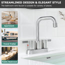PARLOS 2 Handles Centerset Bathroom Sink Faucet Brushed Nickel with Metal Pop-up Drain & Faucet Supply Lines, 1.2GPM 1431602P