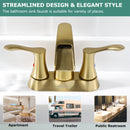 PARLOS 2 Handles Waterfall Centerset Bathroom Sink Faucet with Pop-up Drain and Faucet Supply Lines, Brushed Gold, 1.2GPM, Demeter 1431708P
