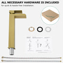 PARLOS Waterfall Vessel Sink Faucet Tall Bathroom Faucet Single Handle, Single Hole Bowl Basin Mixer Tap with Water Supply Lines, Brushed Gold, 1441108D