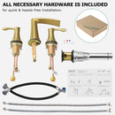 PARLOS Waterfall Widespread Bathroom Sink Faucet Double Handles with Pop Up Drain & cUPC Faucet Supply Lines, Brushed Gold, 1.2GPM, Demeter 1431808P
