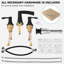 PARLOS Waterfall Widespread Bathroom Sink Faucet Matte Black Two Handles with Pop Up Drain & cUPC Faucet Supply Lines,1.2GPM, Demeter 1431804P