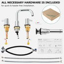 PARLOS Two-Handle Widespread Bathroom Sink Faucet with Metal Pop-up Drain and cUPC Faucet Supply Lines, Polished Chrome, 1364901P