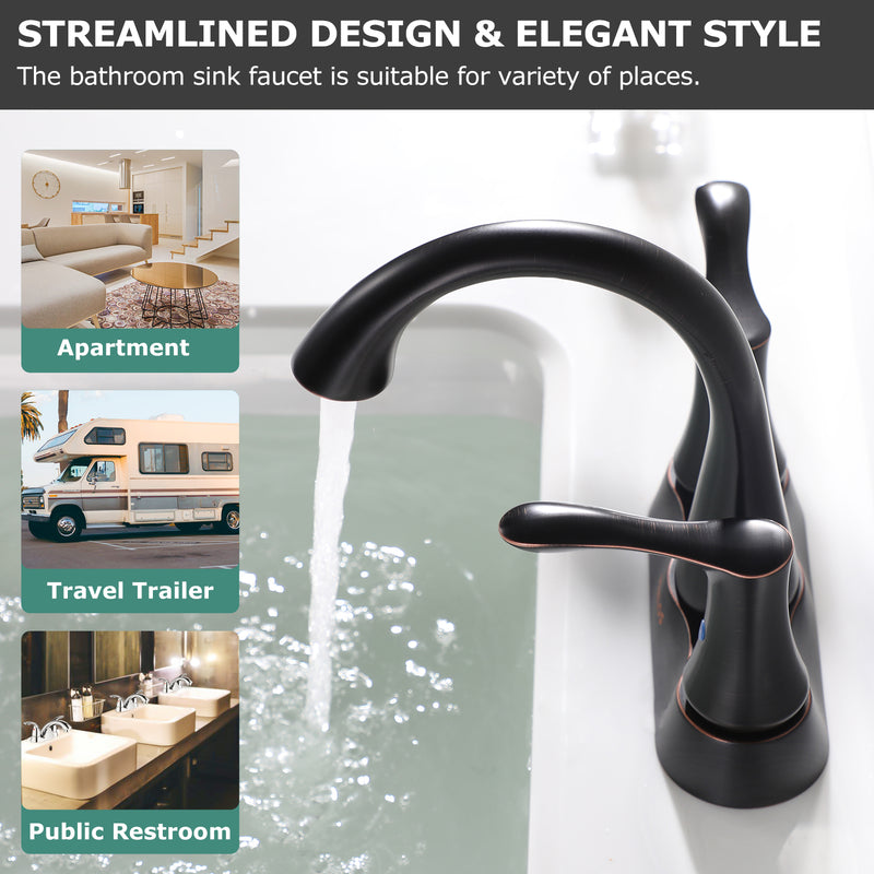 PARLOS 2-Handle Bathroom Sink Faucet with Drain assembly and Water Supply Hose, Oil Rubbed Bronze, Demeter (13626)