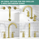 PARLOS 2-Handle Widespread 8 inch Bathroom Sink Faucet 3 Hole Vanity Faucet with cUPC Faucet Supply Lines, Brushed Gold, 1.2GPM, 1437408PD