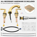 PARLOS Widespread Double Handles Bathroom Faucet with Pop Up Drain and cUPC Faucet Supply Lines, Brushed Gold, 1.2 GPM(1417208P)