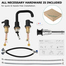 PARLOS Two-Handle Widespread Bathroom Faucet with Metal Pop-up Drain Assembly and cUPC Faucet Supply Lines, 1.2GPM, Matte Black,(14136P)