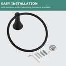 PARLOS Towel Ring, Wall Mounted Hand Towel Holder, Matte Black Hand Towel Bar for Bathroom & Kitchen, 2101804