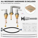 PARLOS Waterfall Widespread Bathroom Sink Faucet 2 Handles with Pop Up Drain & cUPC Faucet Supply Lines, Brushed Nickel, 1.2GPM, Demeter 1431802P