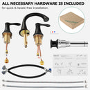 PARLOS Widespread 2 Handles Bathroom Faucet with Metal Pop Up Sink Drain and cUPC Faucet Supply Lines, Oil Rubbed Bronze, 1.2 GPM (13648P)