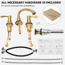 PARLOS Widespread 2 Handles Bathroom Faucet with Metal Pop Up Sink Drain and cUPC Faucet Supply Lines, Brushed Gold, 1.2 GPM (1364708P)