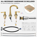 PARLOS Widespread Double Handles Bathroom Faucet with Metal Pop Up Drain and cUPC Faucet Supply Lines, Brushed Gold, 1.2 GPM (1365108P)