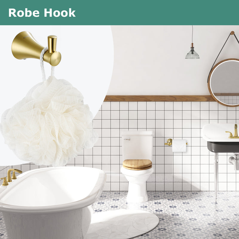 PARLOS Towel Hook, Wall Mounted Coat Hook, Brushed Gold Robe Hook for Bathroom, 2101608