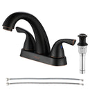 PARLOS 2-Handle Bathroom Sink Faucet with Metal Drain Assembly and Supply Hose Lead-Free cUPC Mixer Double Handle Tap Deck Mounted Oil Rubbed Bronze, 1.2 GPM (13597P)