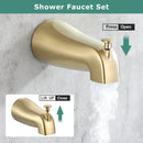 PARLOS Shower System, Brushed Gold Shower Faucet Set with Tub Spout(Valve Included), 5-Setting Mode Shower Head and Tub Spout with Diverter, Wall Mounted Shower Bathtub Combo, 1436508